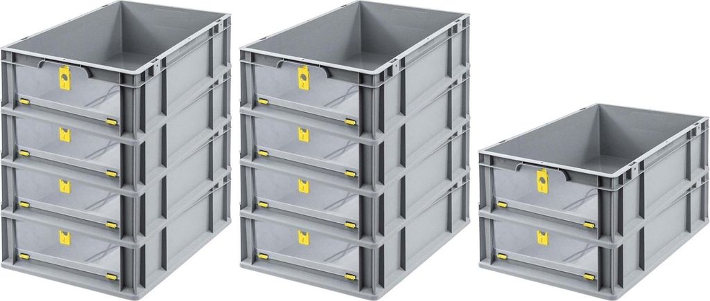 SparSet 10x Eurobox NextGen Insight Cover | HxBxT 17x40x60 | 34 Liter | Niedrig/Gelb | Eurobehälter, Transportbox, Transportbehälter, Stapelbehä...