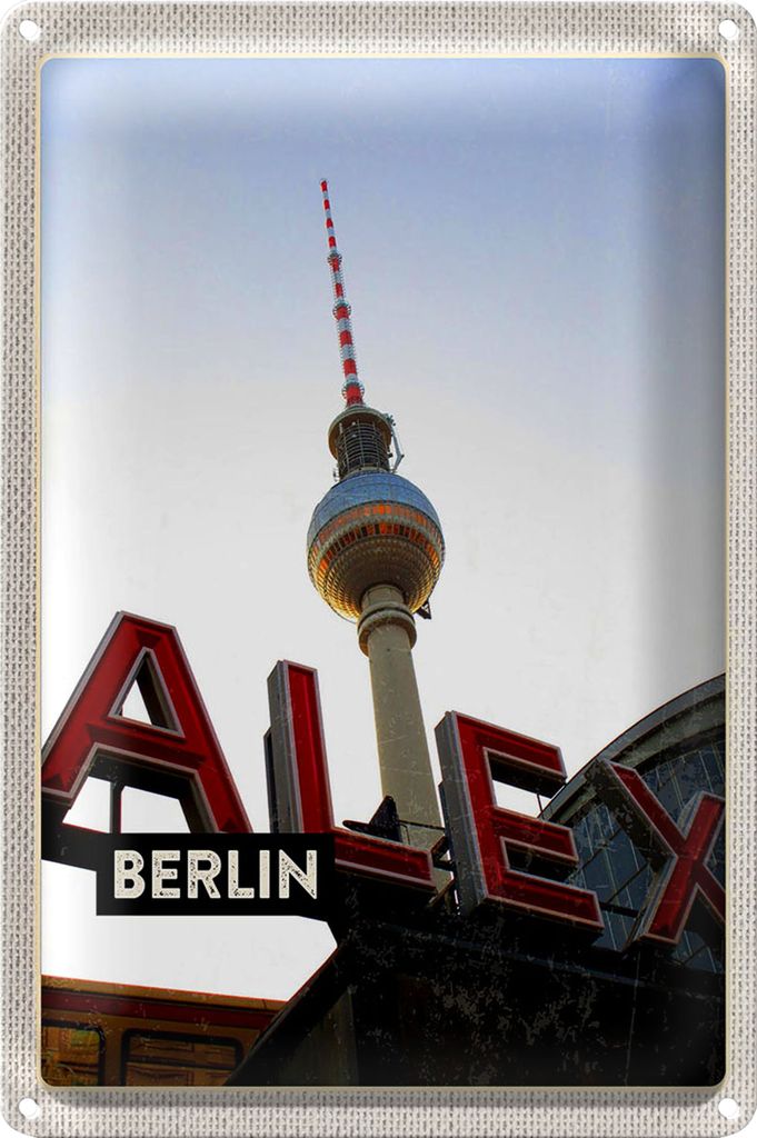 Blechschild Reise 20x30cm Berlin Deutschland Alex Fernsehturm Schild