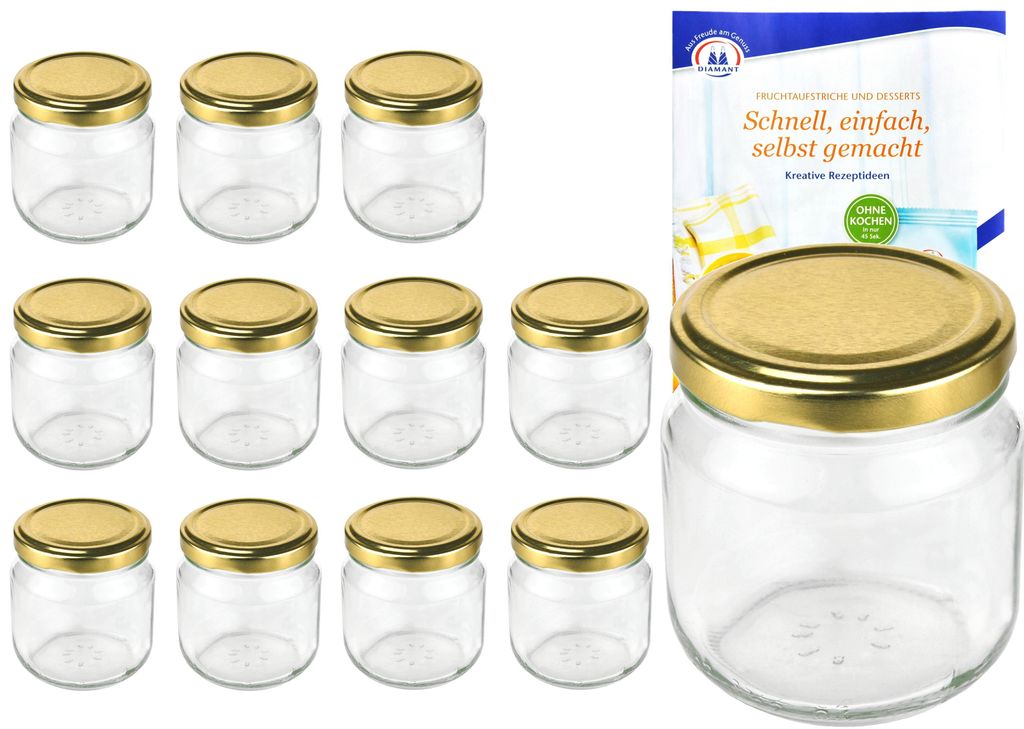12er Set Rundglas 212 ml nieder To 66 goldener Deckel Produktbild 