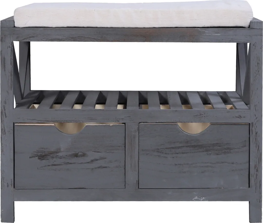 Optimisez votre Entrée avec ce Banc de Rangement Gris à 2 Tiroirs Pratiques