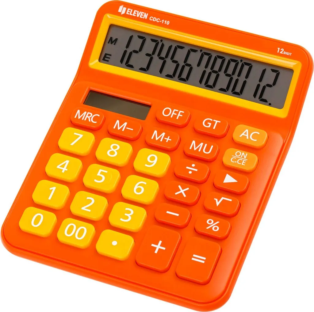 Calculatrice solaire Eleven CDC-110ORE Orange à double alimentation