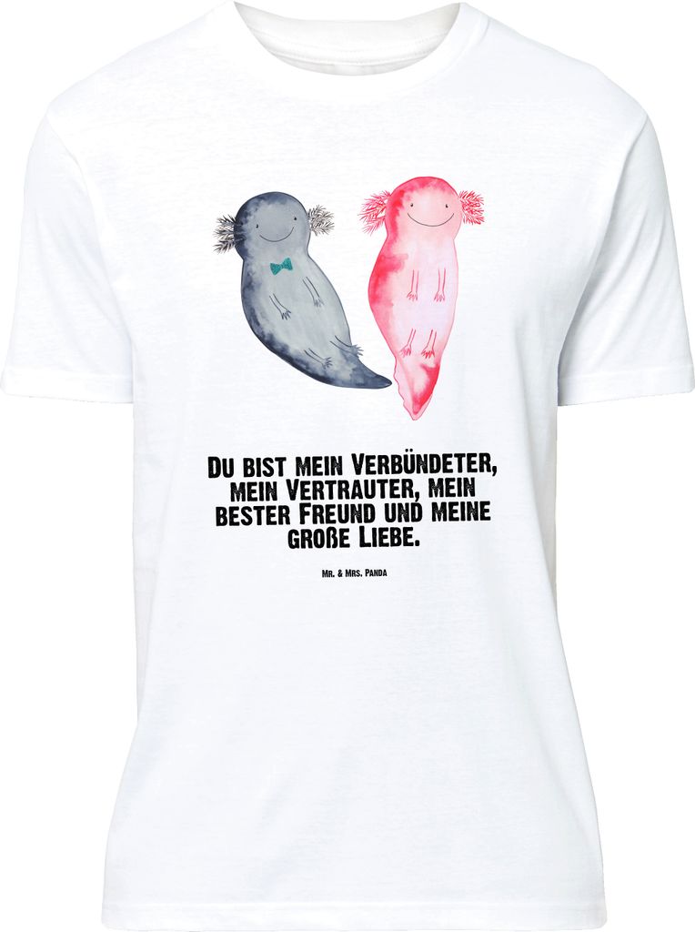 Mr. & Mrs. Panda Größe L T-Shirt Axolotl Freundin - Weiß - Geschenk, Liebe, Lurch, Shirt, Tshirt, Valentinstag, mit Spruch