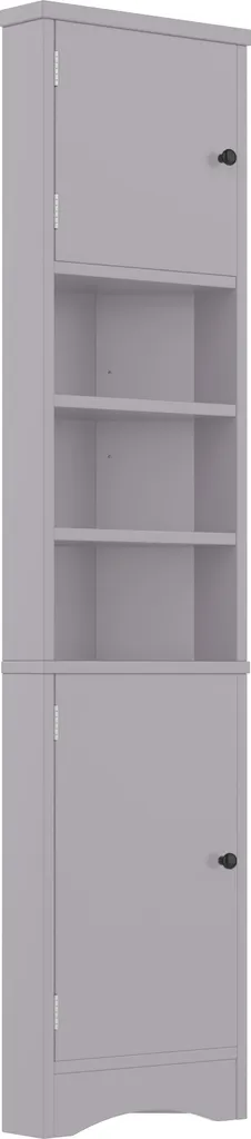 Armoire de salle de bain d'angle grise, panneau étanche à double porte