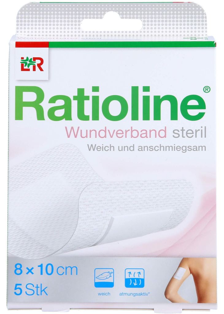 Ratioline Wundverband 10 cm x 8 cm steril, 5 St. Produktbild 