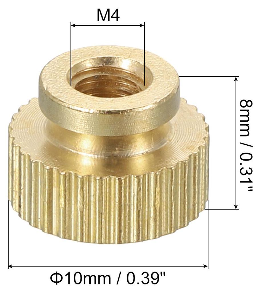 Ger?ndelte Daumenmuttern, 2 Stš¹ck M4 x D10mm x H8mm Messing Griffmuttern R?ndelmuttern mit Hohem Kopf Befestigungselemente fš¹r 3D-Drucker-Tei...