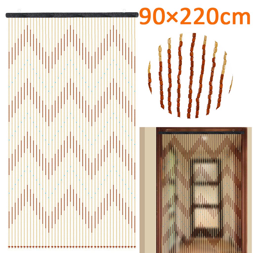90x220cm Türvorhang Bambus Tür Vorhang Fadenvorhang Holz Ringe Fliegenvorhang 