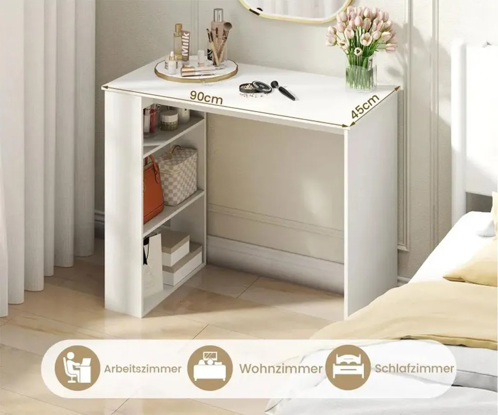Bureau blanc 90 cm : la solution pour petits espaces avec rangements