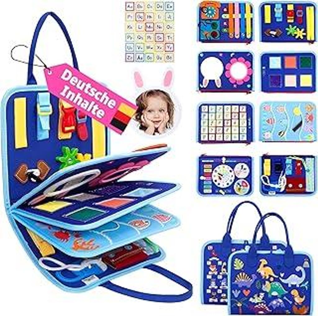 Busy Board Deutsch Montessori Spielzeug ab 1 2 3 4 Jahre, Geschenk für Jungen & Mädchen, Kinder Lernspielzeug Activity Busy Book, Kinder Motoriks...