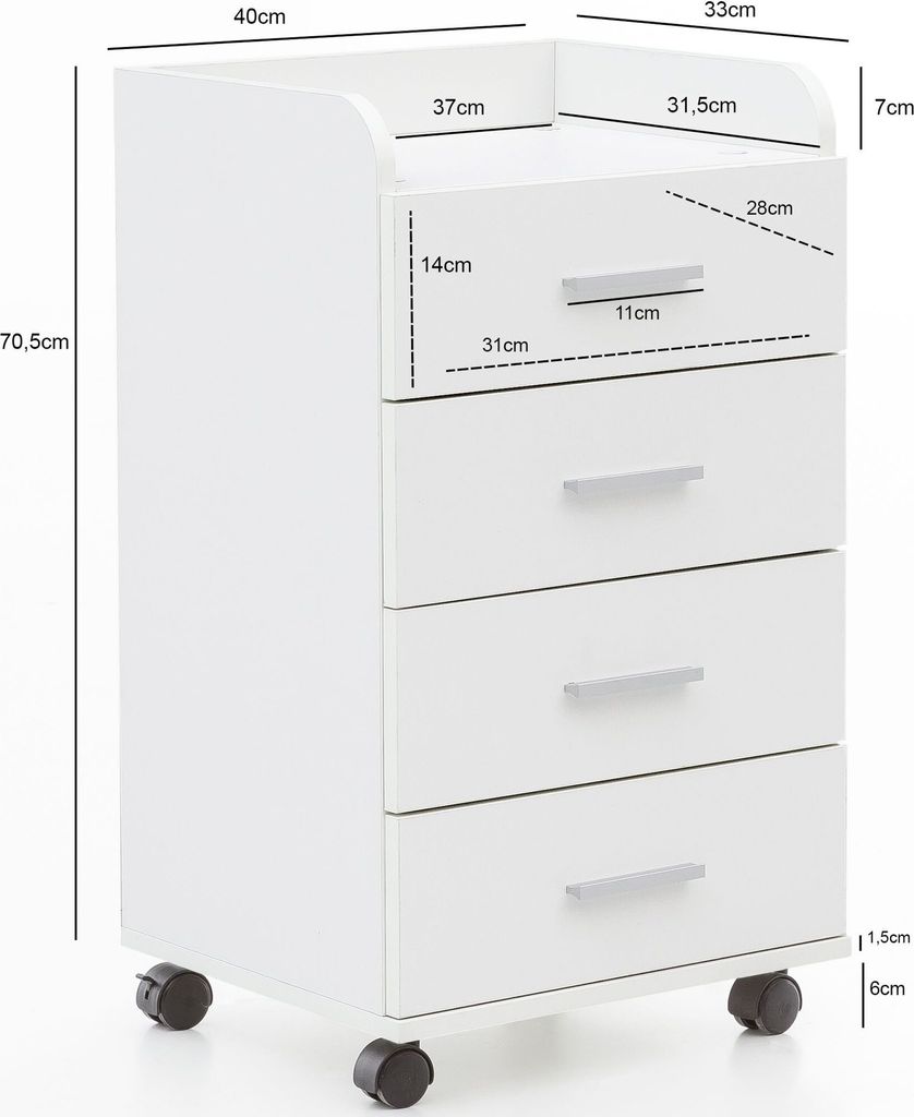 FineBuy mobilný podstavec 40 x 70,5 x 33 cm, stolový Obrázok produktu 4