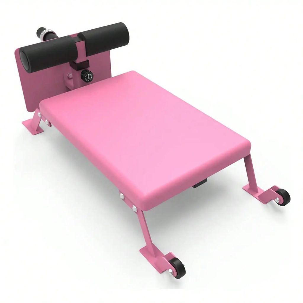 Verstellbare Nordic Hamstring Bank - Trainingsbank für Beine und Gesäß - Kompakt für Home Gym - Mit Rollen - Belastbar bis 204 kg - Pink