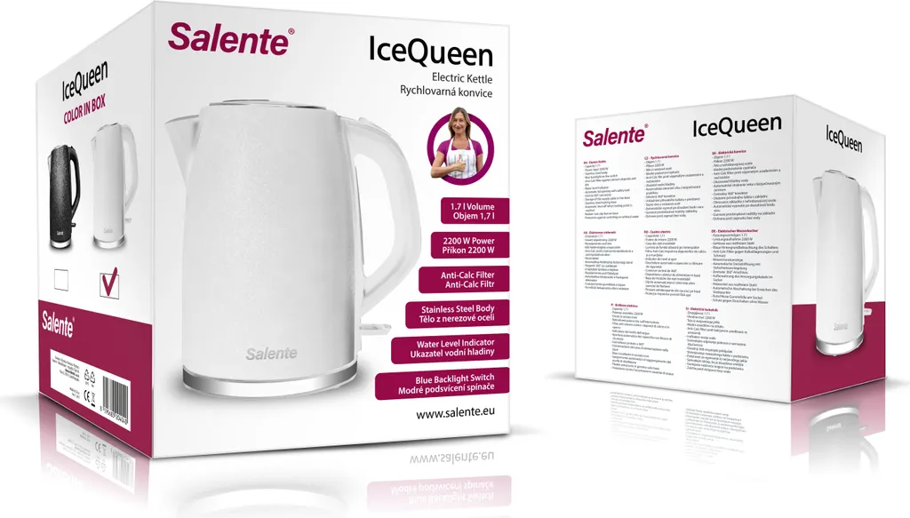 Salente IceQueen, bollitore elettrico da 1,7 l, acciaio inox, bianco