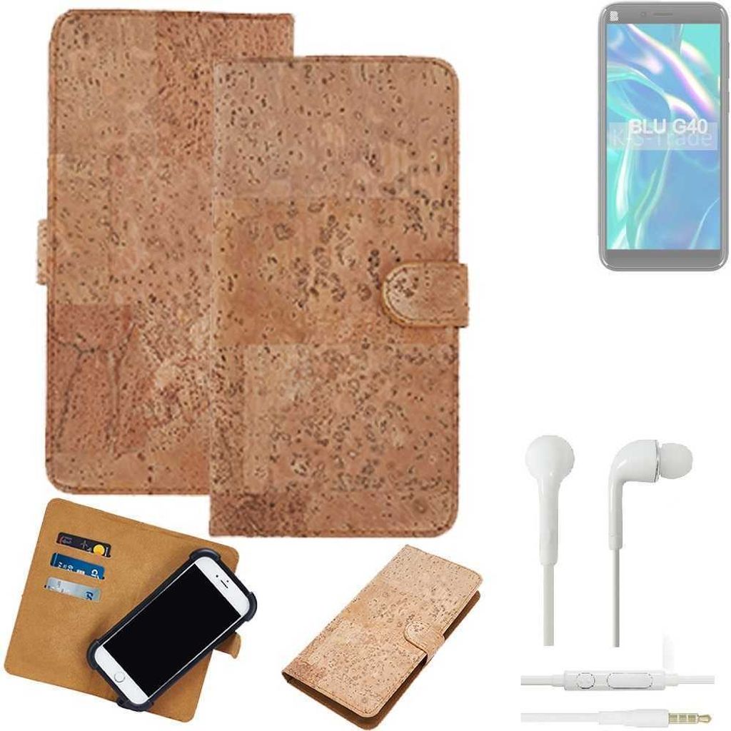 K-S-Trade Hülle kompatibel mit BLU G40 + in ear Kopfhörer Kork Handyhülle Cover Schutzhülle TPU Case Bumper in Hellbraun, (1x)