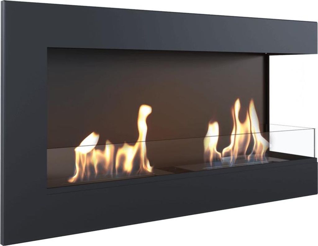 Wandkamin Bioethanol DELTA 900 rechts mit Verglasung