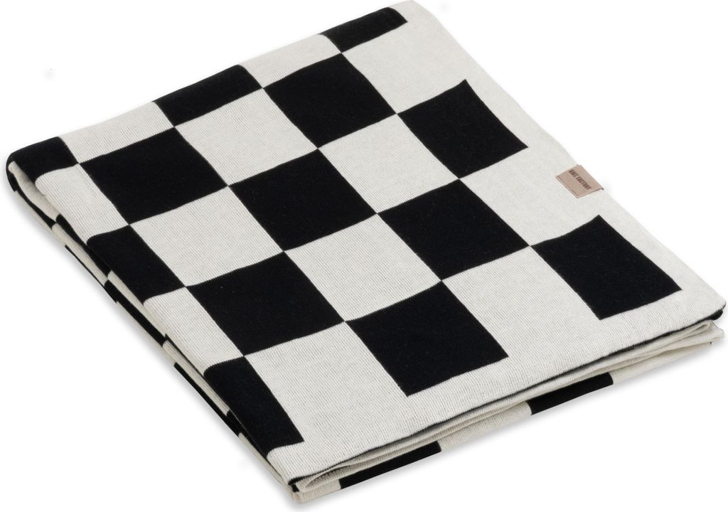 Knit Factory Caro Plaid - Ecru/Schwarz - 180x200 cm