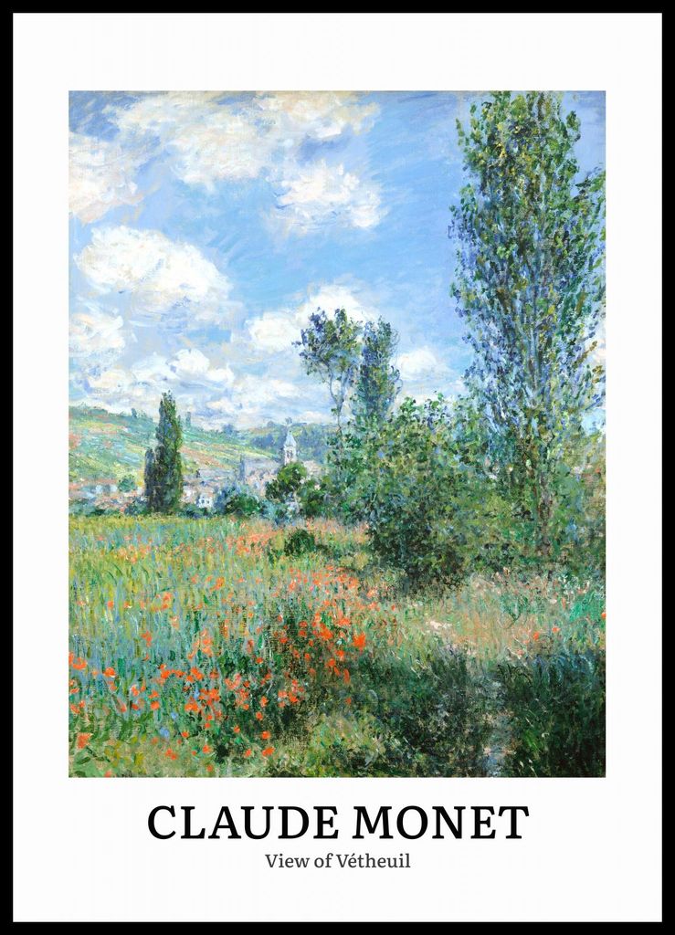 Plakat 50x70cm Design Ansicht von Vétheuil, Monet Vintage für das Wohnzimmer