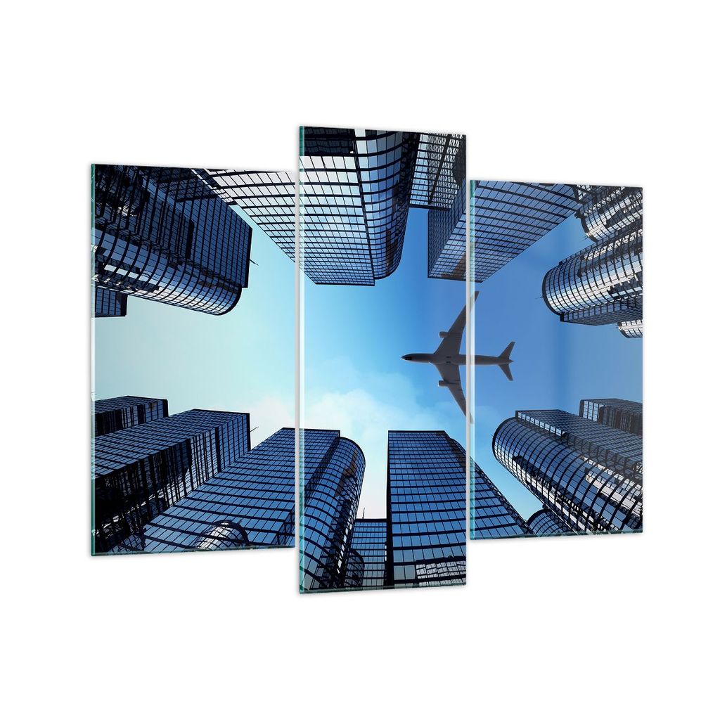 Bilder auf glas - Himmel Stadt Agglomeration Wolkenkratzer - 130x100cm - Glasbilder - Wandbilder - Kunstdruck - Wanddekoration aus Glas - Glas Bild...