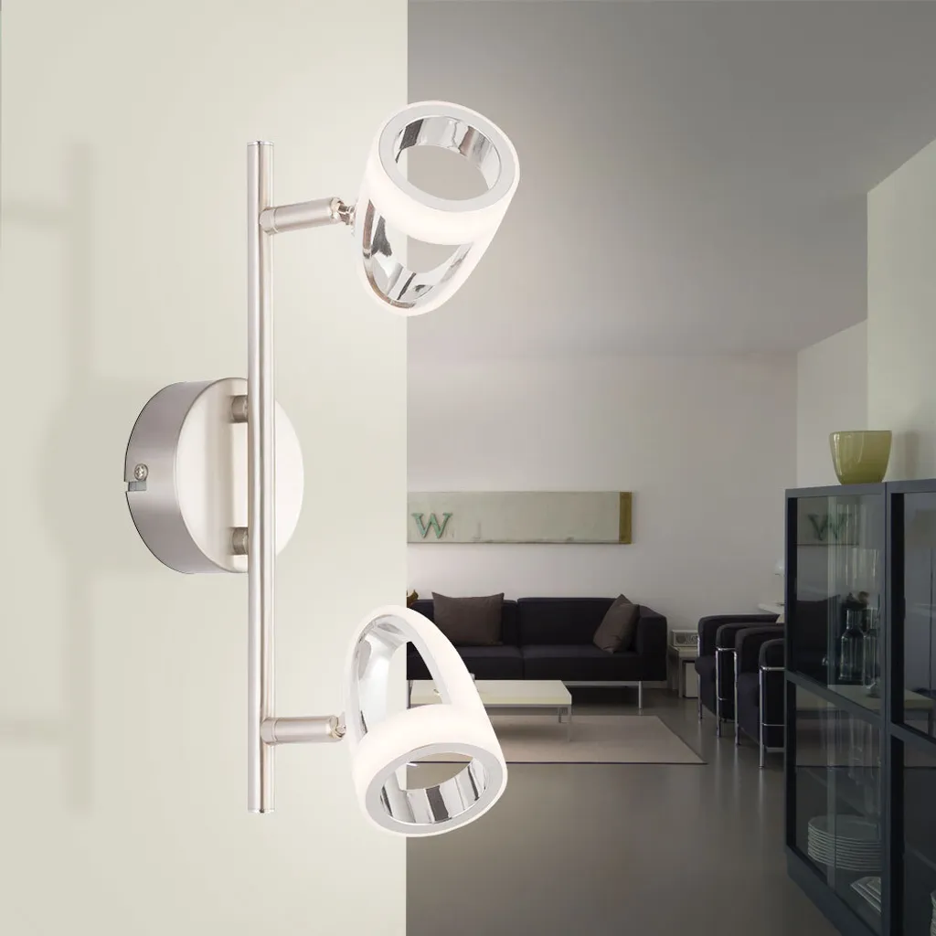 Rampe de 2 spots LED orientables 3000K blanc chaud avec interrupteur intégré