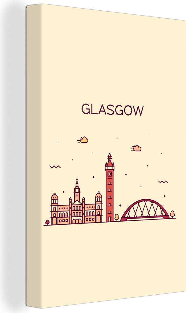 OneMillionCanvasses - Leinwandbilder - 90x140 cm, Schottland - Skyline - Glasgow, Wandbilder Kunstdruck Wanddekoration - Foto auf Leinwand - Gem...