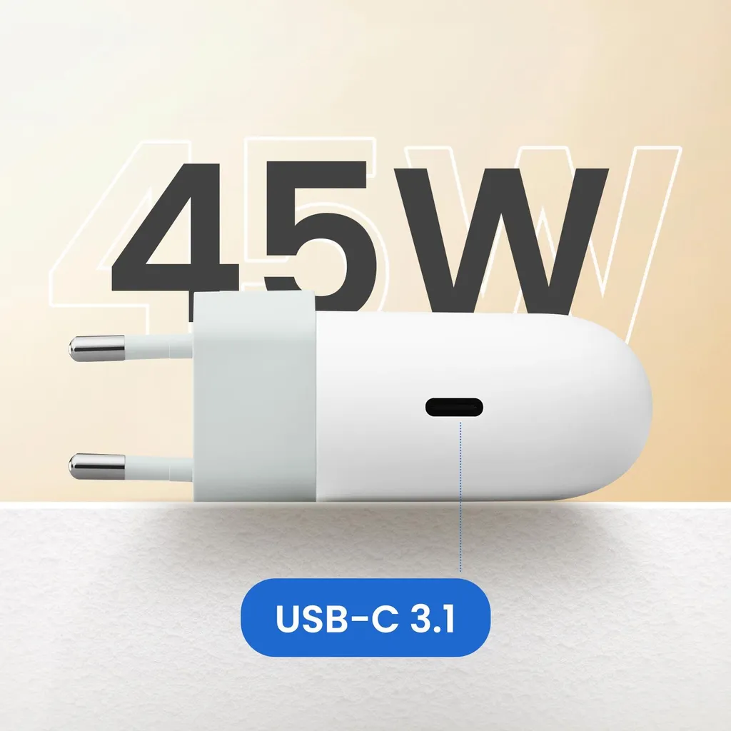 Chargeur rapide USB-C 45W haute performance Google Pixel blanc