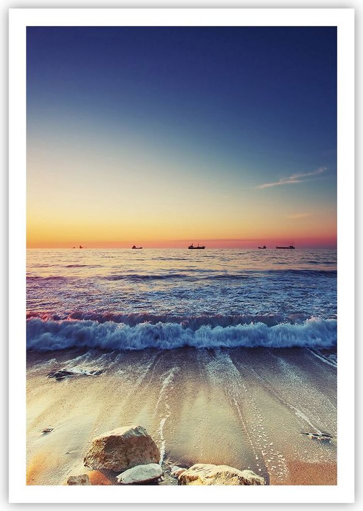 Poster - Poster ohne Rahmen - Meer Strand Welle - 70x100 cm - Wand Bild - Wanddeko - Wandbilder - Kunstposter - Wandposter - Bilder - Kunstdruck - ...