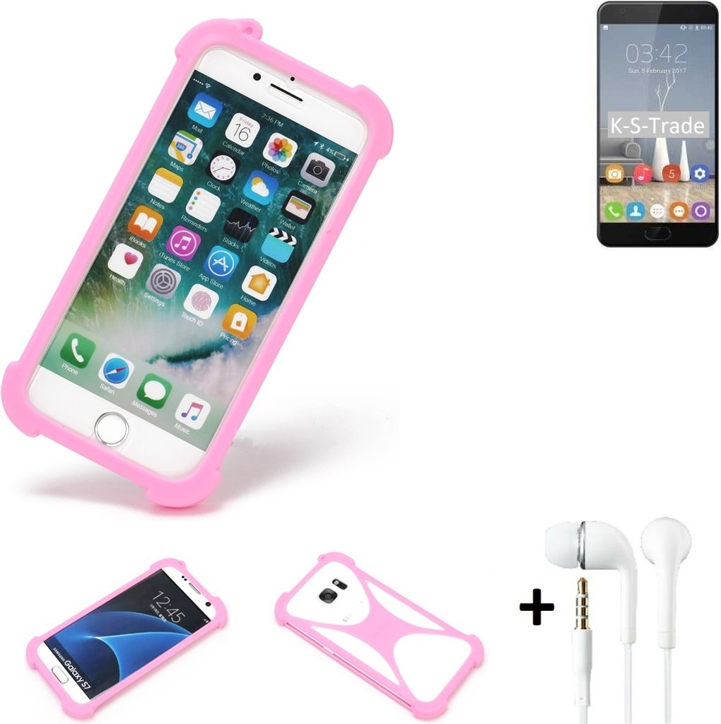 K-S-Trade Bumper + Kopfhörer kompatibel mit Oukitel K6000 Plus Handy Hülle Schutzhülle Silikon Schutz Hülle Cover Case Silikoncase Silikonbumper
