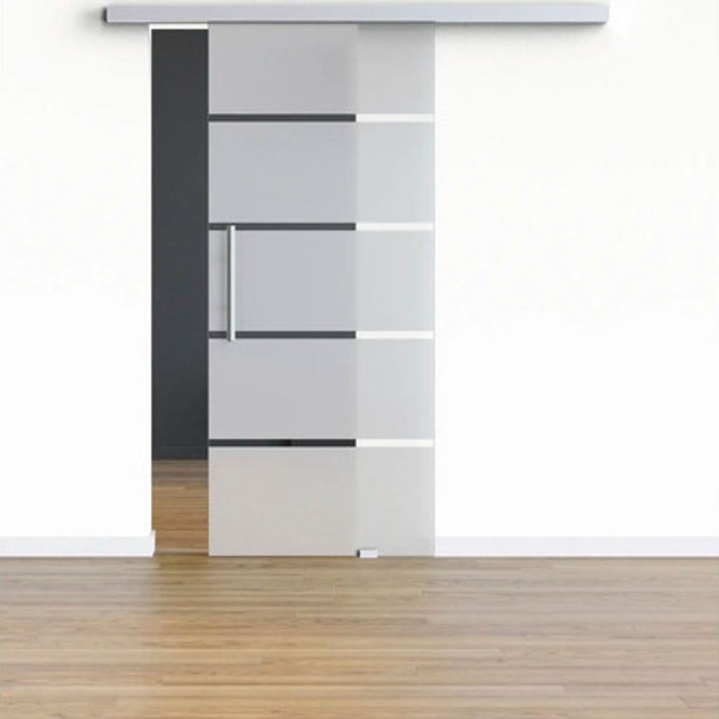 Pertura Glasschiebetür Glera 4 Stripes für Beschlag Selir 1025x2050 mm mit Stangengriffbohrung