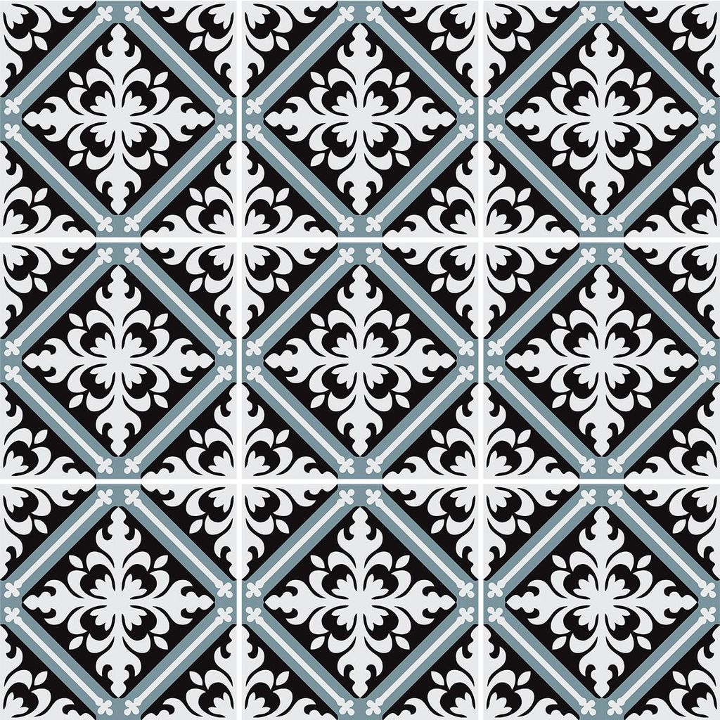 Selbstklebende Fliesenaufkleber für Küche und Bad – 9 Zementfliesenaufkleber, Azulejos Laelia – 9 Aufkleber, 10 x 10 cm