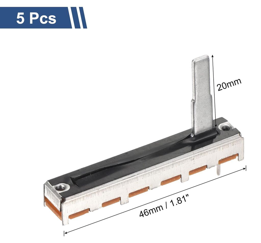 5 Stš¹ck Schiebepotentiometer 100K Ohm Slide Potentiometer Einzel Linear 30mm 3 Pins Elektronisches Potentiometer mit Metallgriff