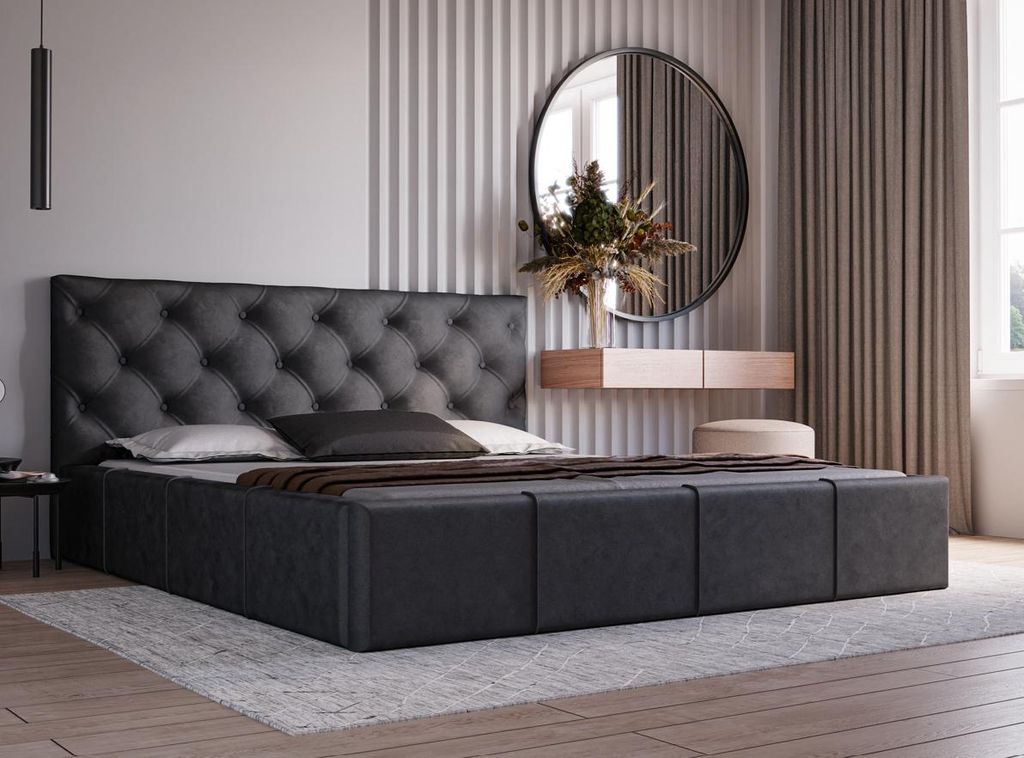 Elegantes Polsterbett 140x200 NURIA 1 - schwarz