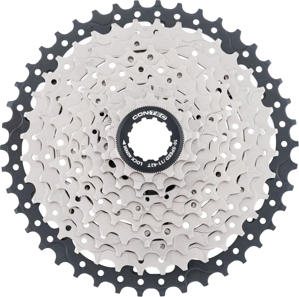 Cassette Contec Grad 10V 11-42 Dents Finition Robuste Argent et Noir