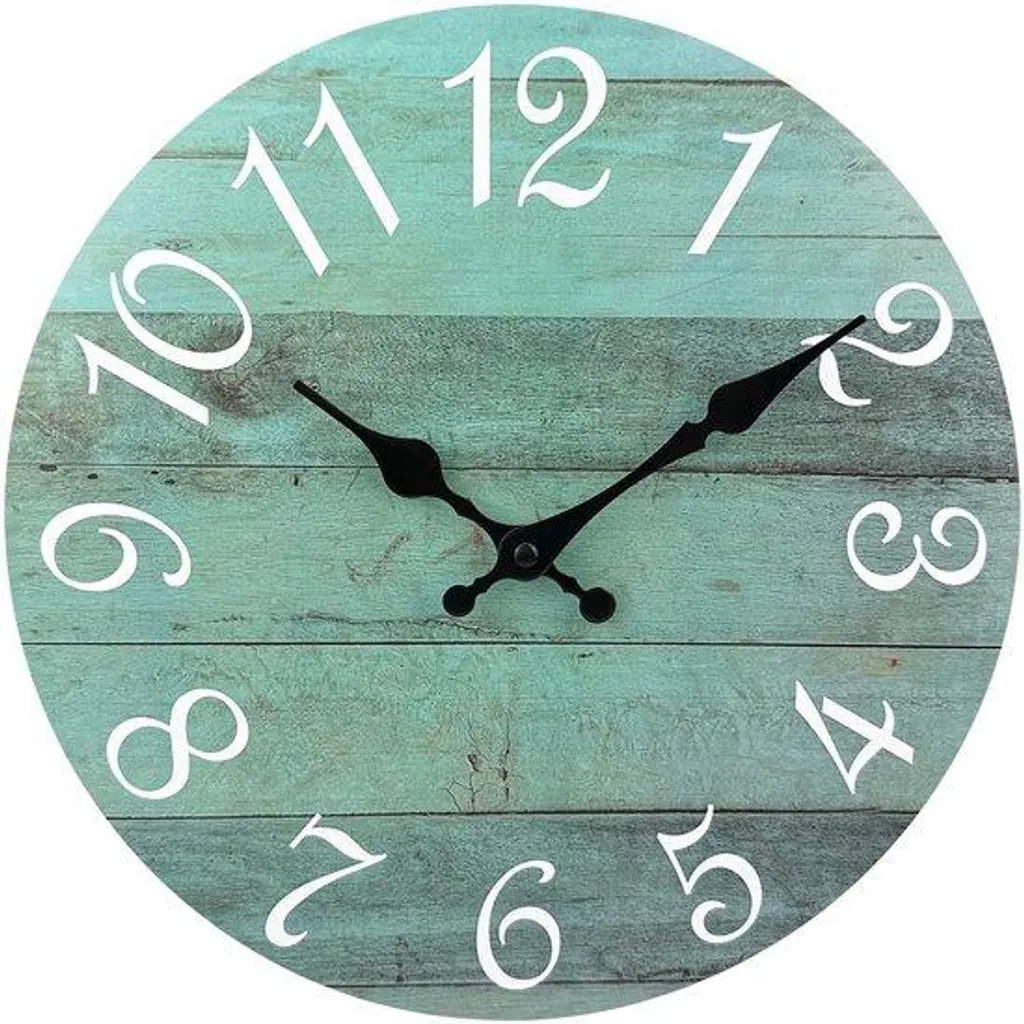 Horloge de style cottage moderne en bois vert - Décoration Murale 25cm