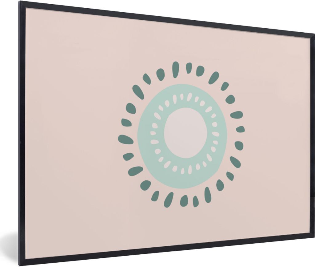 MuchoWow Gerahmtes Poster Sommer - Kiwi - Abstrakt 90x60 cm - Poster mit Schwarzem Bilderrahmen Wandposter Rahmen Foto Bilder - Fotorahmen - Foto...