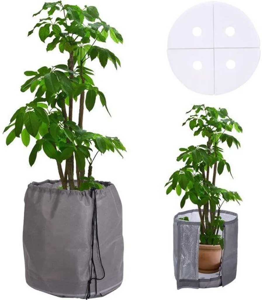 Pot de fleurs pour terrasse et jardin gris 65x70 cm isolation thermique