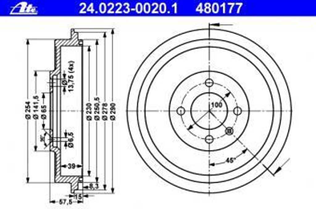 ATE Bremstrommel 24.0223-0020.1