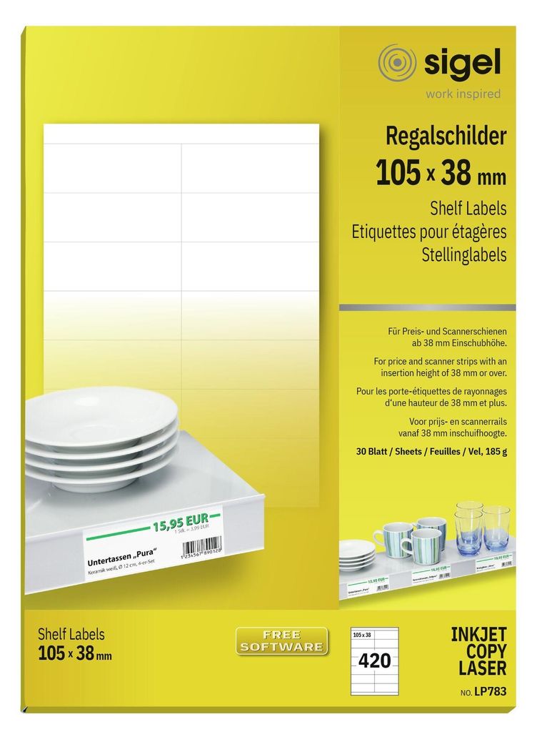 SIGEL LP783 Regalschilder, 105 x 38 mm, weiß, 420 Stück