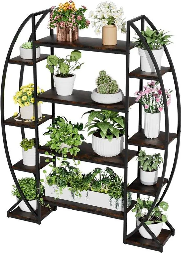 Armoire à plantes d'intérieur 8 étages 125x30x177 cm brun et noir
