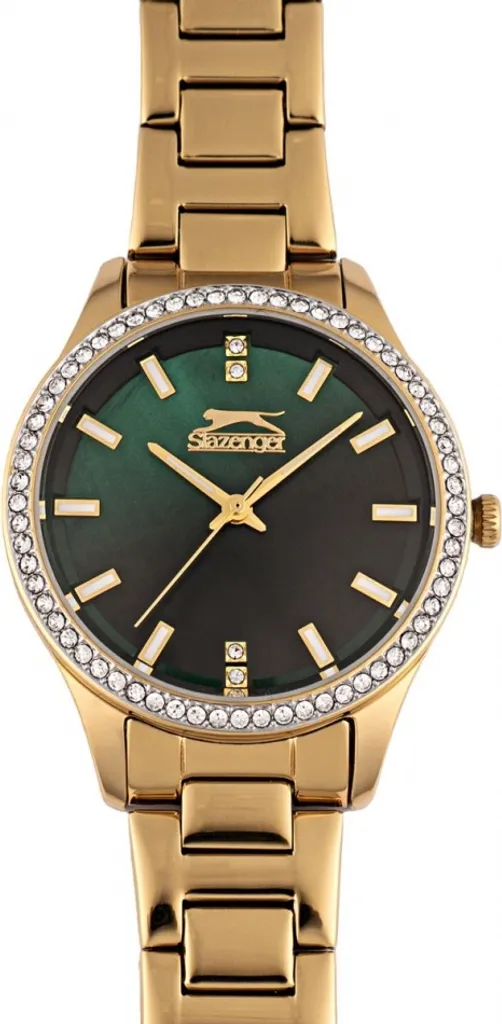 Montre femme Slazenger chic avec cadran vert et bracelet en maille acier