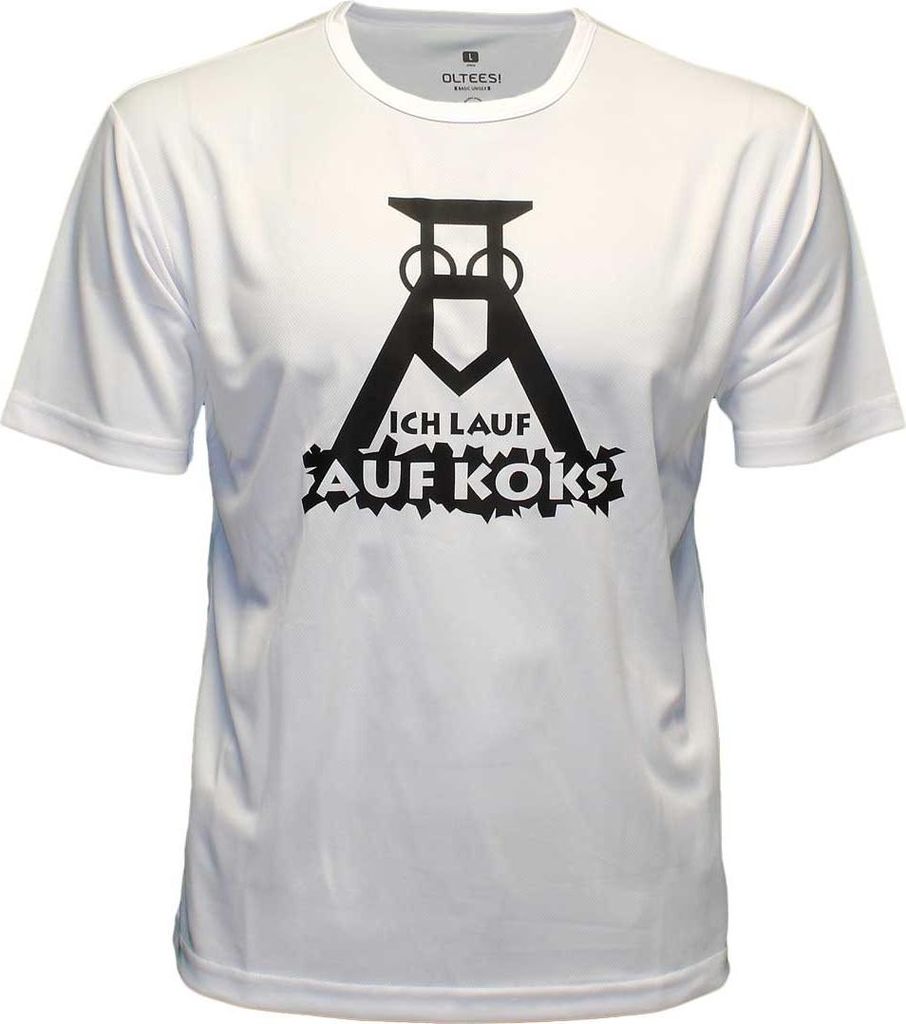 Ich lauf auf Koks Funktions T-Shirt weiß für Männers, Größe:S