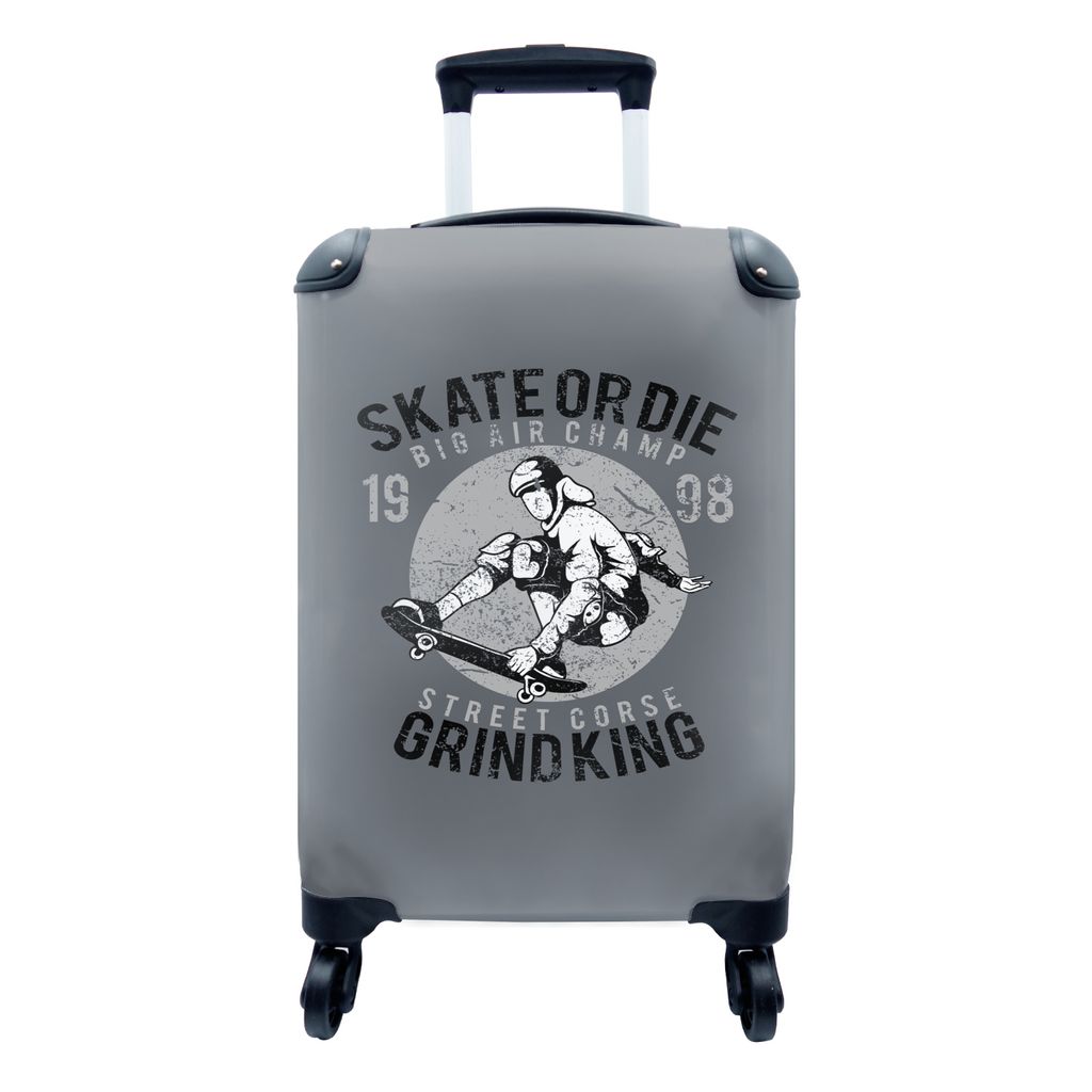 MuchoWow Koffer Handgepäck Trolley Rollkoffer Kleine Reisekoffer mit 4 Rollen - Skateboard - Mann - Vintage - Cabin Size < 55x40x23 cm & 55x40x2...
