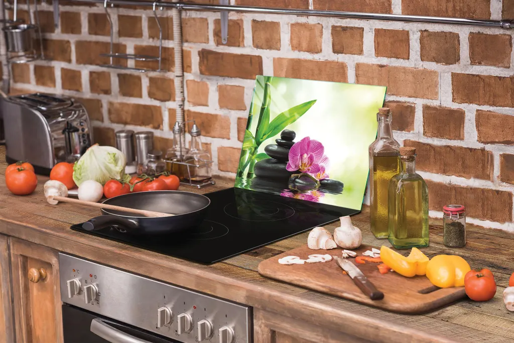 Tagliere Vetro 40x30 Coprifornelli Induzione Orchidea Decorativo - 6