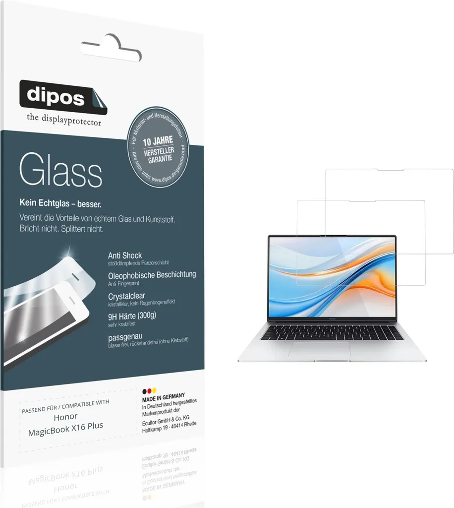 2x Protection Écran Honor MagicBook X16 Plus Verre Souple 9H dipos
