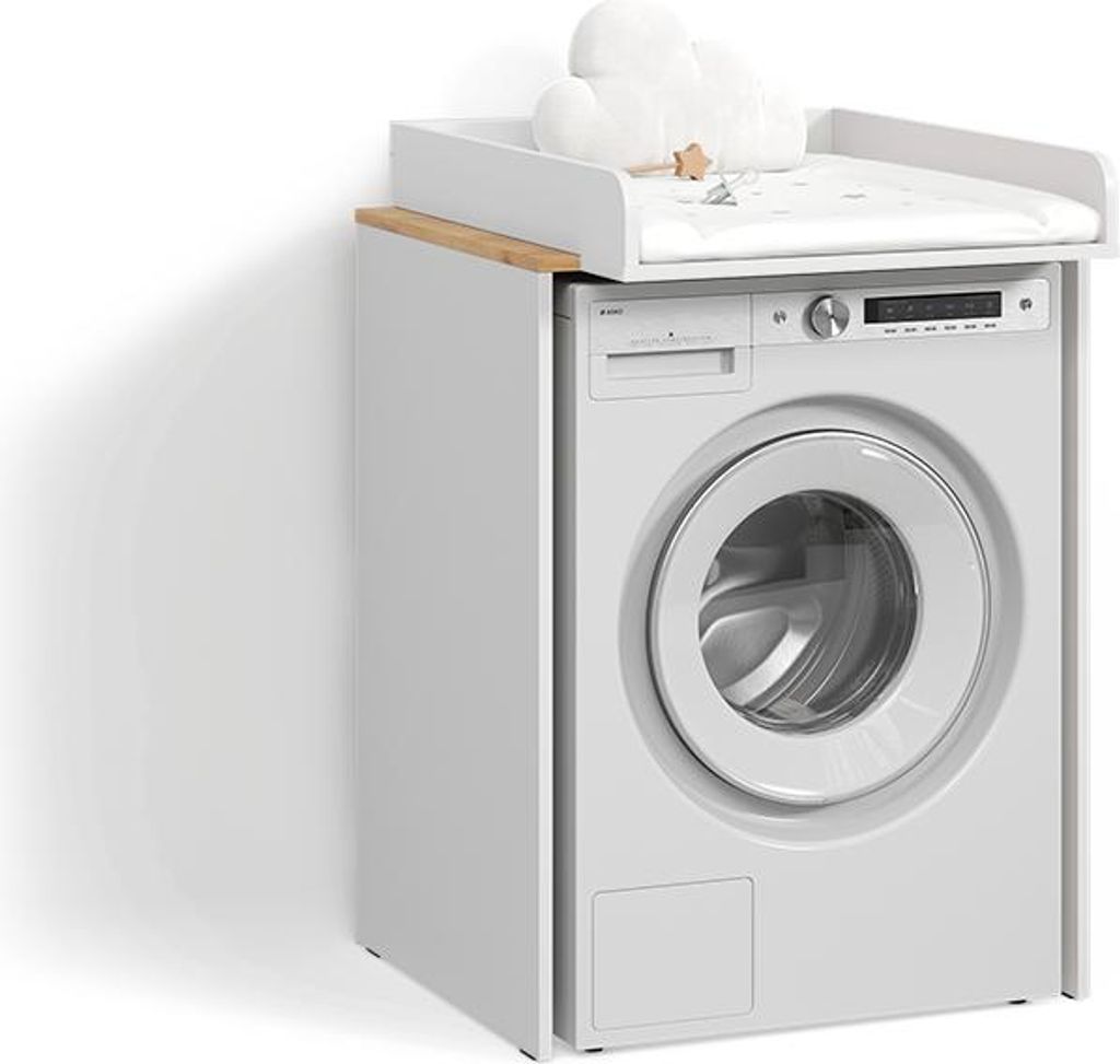 Waschmaschinenschrank Livinity Paolina Weiß/Artisan 68 x 88.2 cm 2 Teile mit Wickelauflage, Model 58848