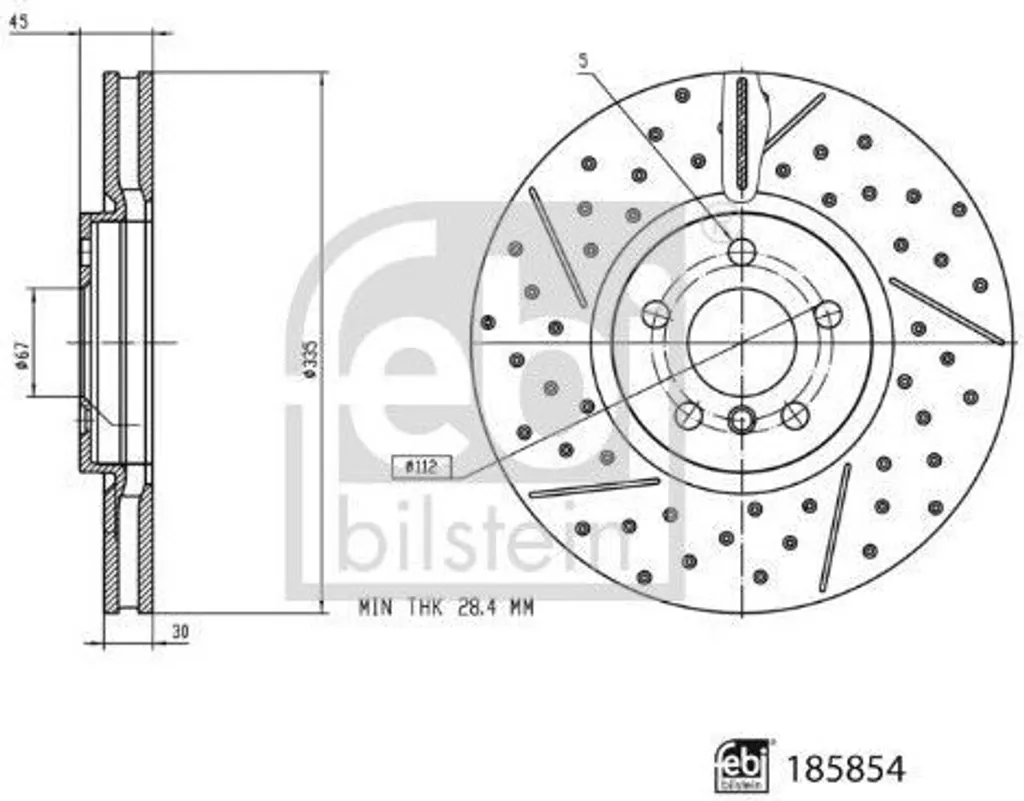 Disques de frein avant contre vibrations MINI F56 FEBI 185854 45mm