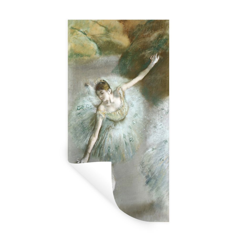 MuchoWow Wandtattoo Wandsticker Wandaufkleber Tänzerin in Grün - Gemälde von Edgar Degas 80x160 cm Selbstklebend und Repositionierbar - Sticke...