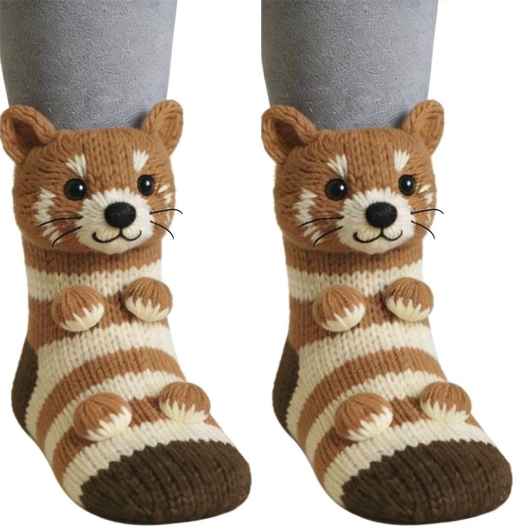 Stricksocken mit Tieren,Animal Socks,Doppellagige