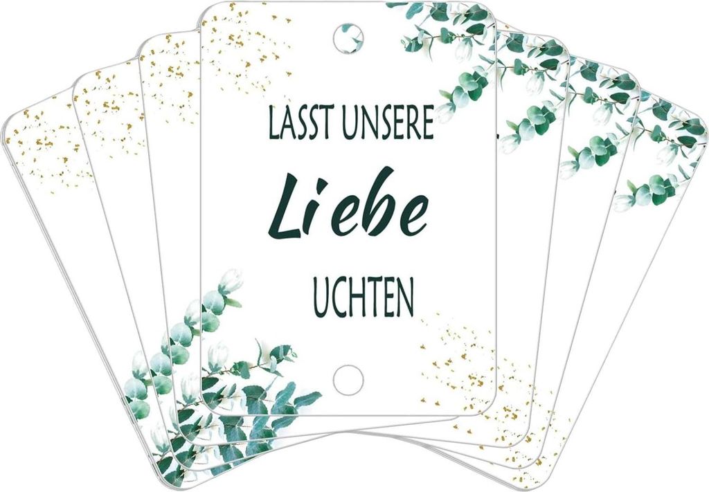 Hochzeitsanhänger für Strohhalme ,,Lasst Unsere Liebe Leuchten" 60 Stk.