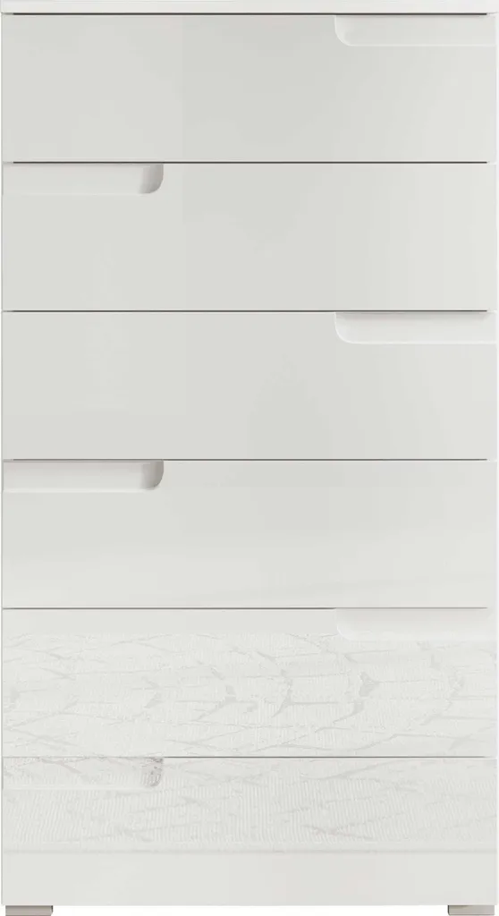 Rangement chambre : Commode 6 tiroirs blanc brillant gain de place 65cm