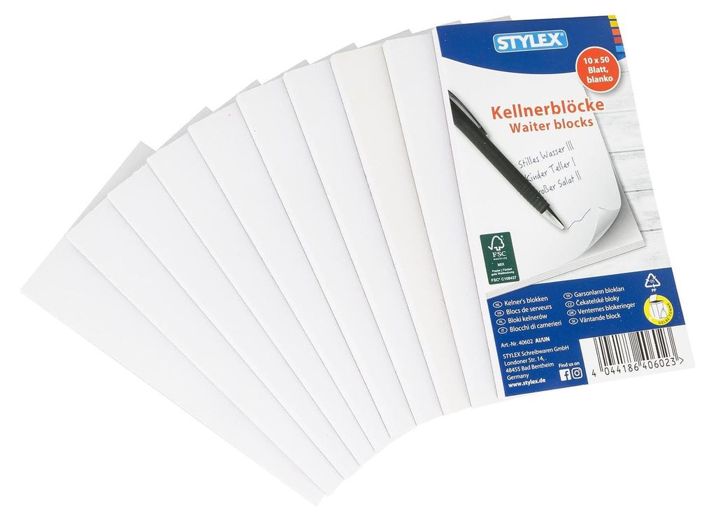 Stylex Kellnerblöcke Gastronomieblock 10er pack je 50 Blatt Produktbild 