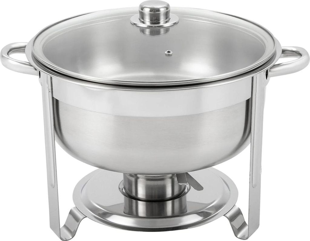 Runder Chafing Dish - Buffetwärmer / Speisenwärmer - Edelstahl - Für Catering, Hochzeit, Bankett, Restaurant - Silber