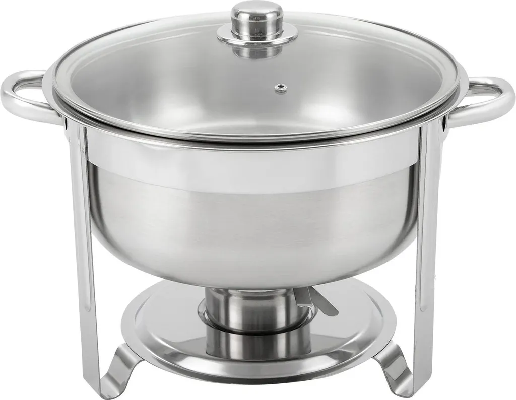 Réchaud de Buffet Professionnel - Chauffe-plat Rond Argenté en Inox